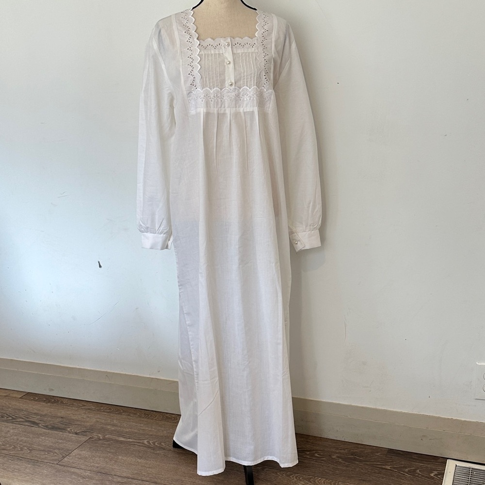 Amreesh Egyptian Cotton White Lace Nightgown Xl Cottagecore Romantic Victorian